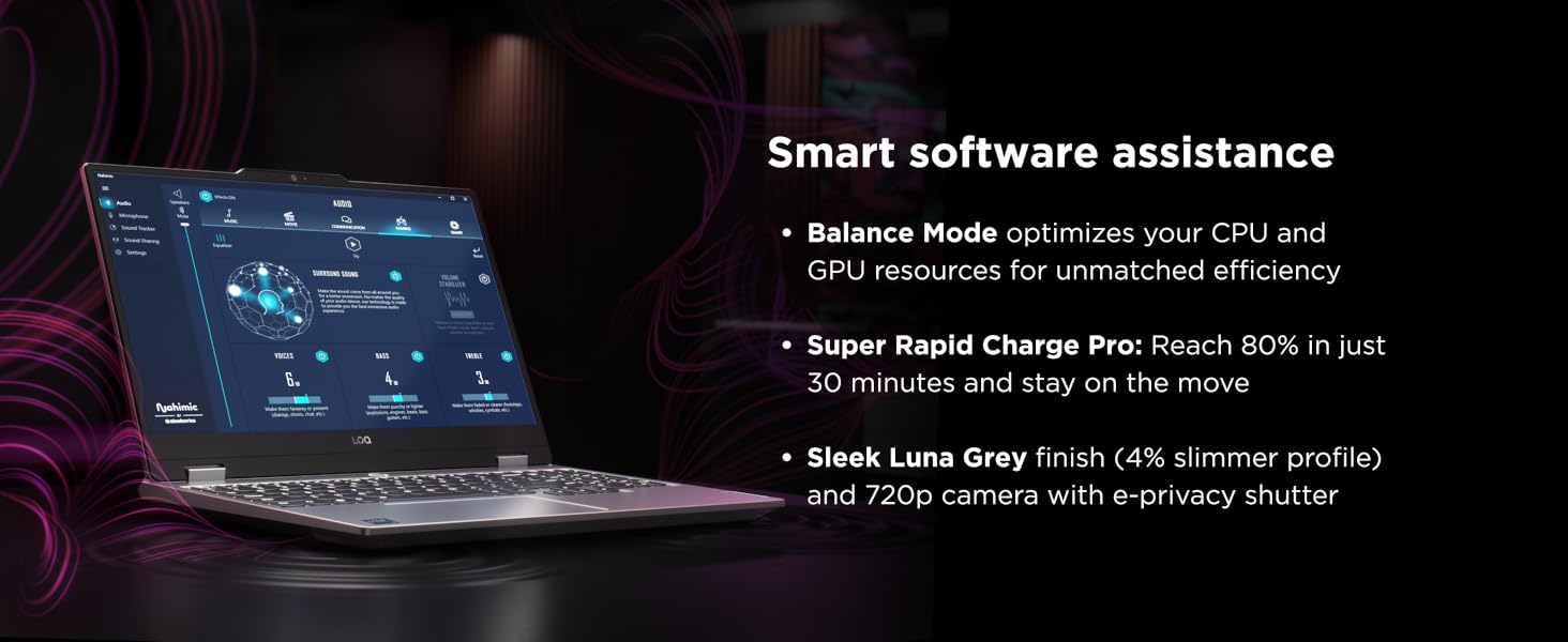 LOQ had smart software assistance with rapid charge and balance mode