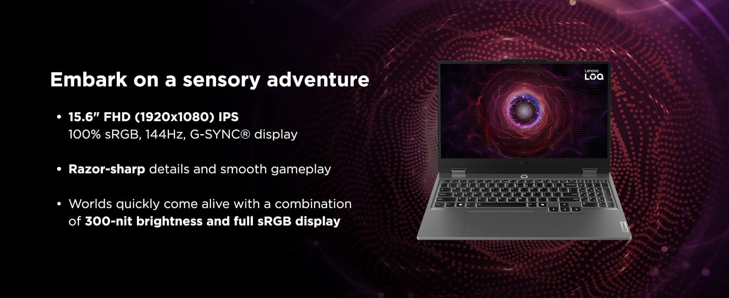 Enjoy LOQ's 15.6" FHD display and sharp details for smooth gameplay