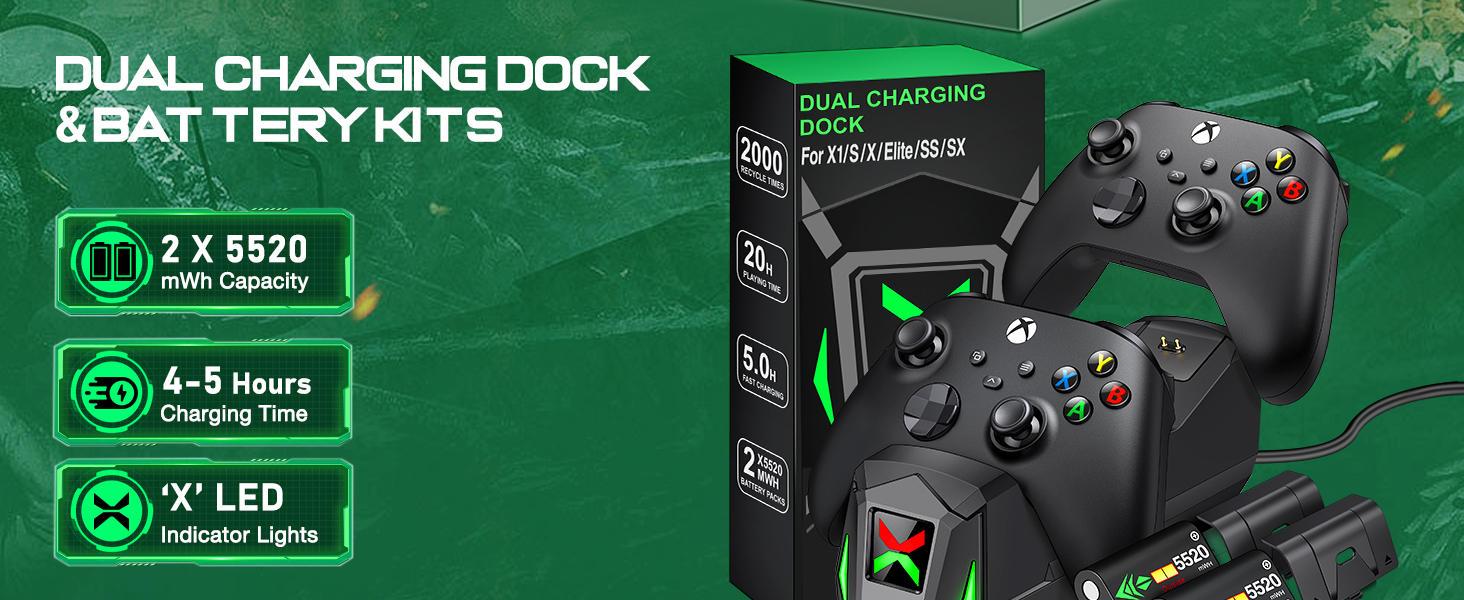 Xbox Controller Charger Station Rechargeable Battery Packs 