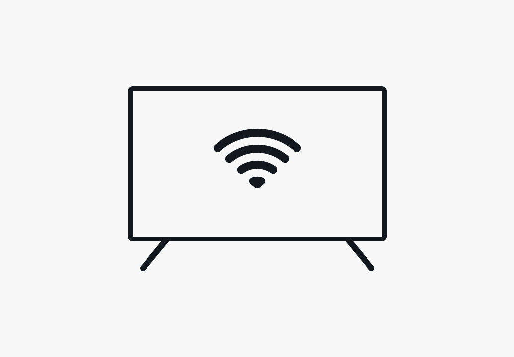 Illustration of an HDTV with a wifi icon placed within the borders of the screen.