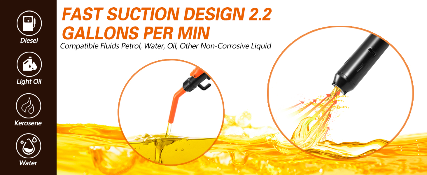Fast Suction Design 2.2 Gallons Per Min