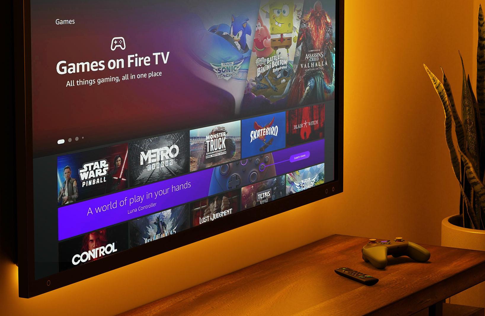Gaming on the TV screen of Fire TV Omni QLED Series